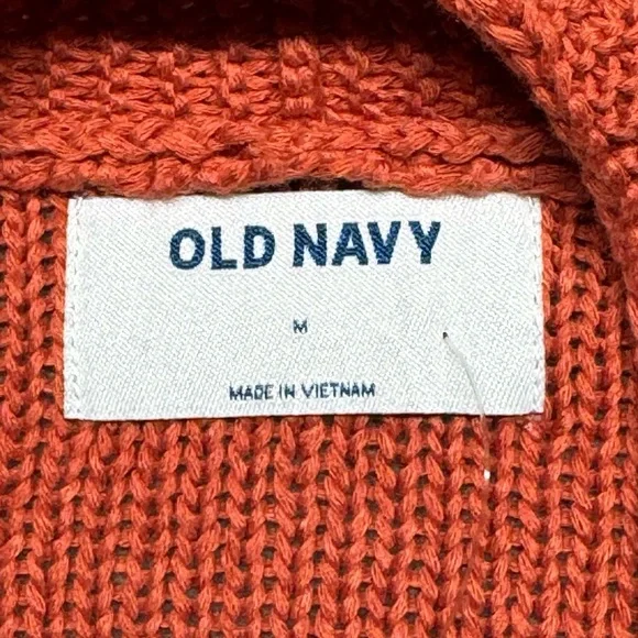 Old‎ Navy Chunky Knit Sweater Open Front Cardigan Orange Womens Medium Slouchy - Picture 6 of 10